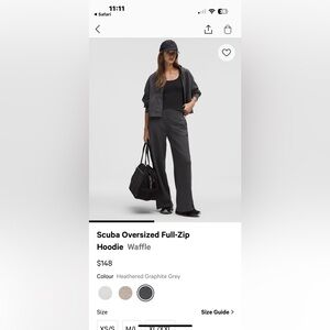 Scuba Oversized Full-Zip
Hoodie Waffle and Pants in Heathered Graphite Grey